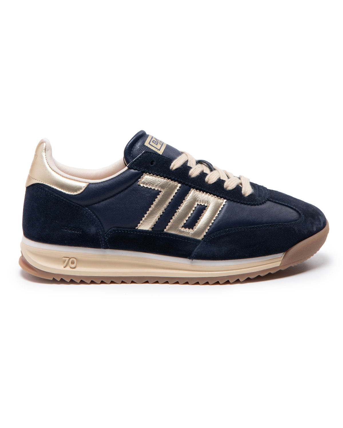 Back 70 - Jogger navy leather suede golden