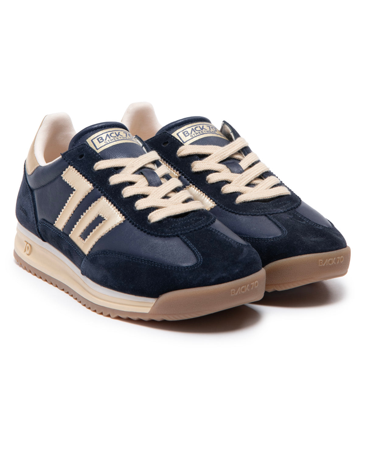 Back 70 - Jogger navy leather suede golden