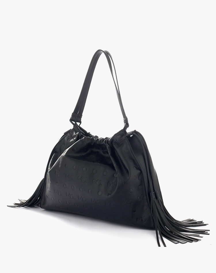 Manila Grace - Borsa con frange e logo