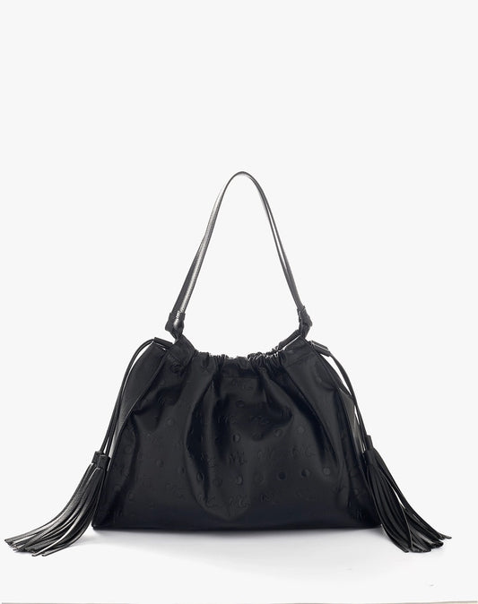 Manila Grace - Borsa con frange e logo