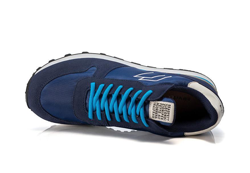 Frau - 0501 - Sneaker blu in tessuto e camoscio - Poldo Calzature